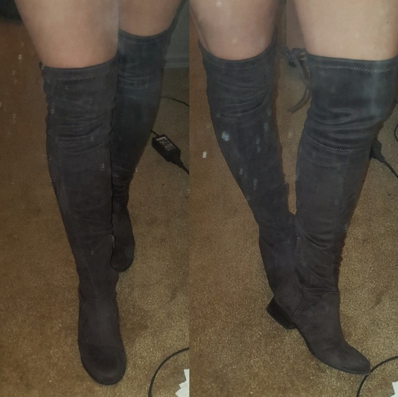 a new day Shoes - Grey Thigh high boots